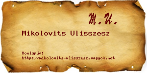 Mikolovits Ulisszesz névjegykártya